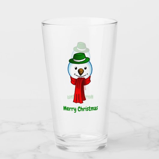 Merry Snowman with his Red Scarf Glas (Voorkant)