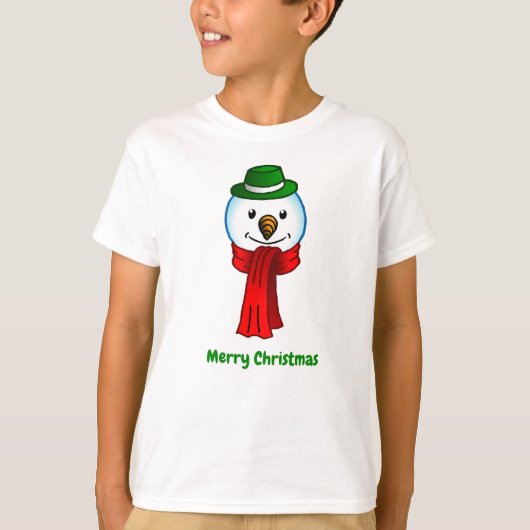 Merry Snowman with his Red Scarf T-shirt (Voorkant)