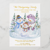 Merry Snowmen New Home voor Feestdagen Gold (Voorkant)