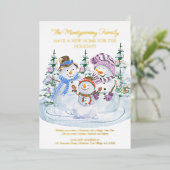 Merry Snowmen New Home voor Feestdagen Gold (Staand Voorkant)