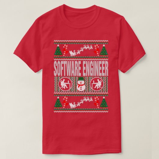 Merry Software Engineer job Ugly KerstSweater T-shirt (Design voorkant)