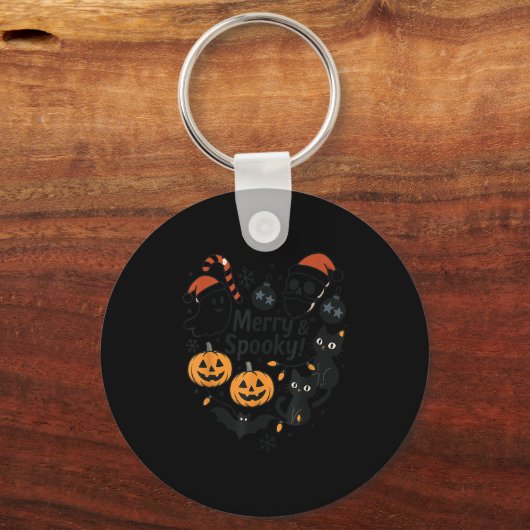 Merry Soky Halloween Christmas Cute Cats Pumpkins Sleutelhanger (Voorkant)