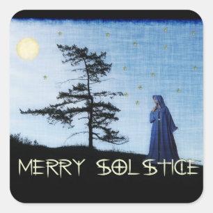 Merry Solstice Night Vierkante Sticker