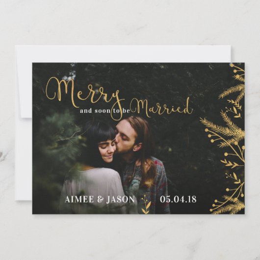 Merry Soon to be Married Christmas Bewaar de datum Save The Date (Voorkant)