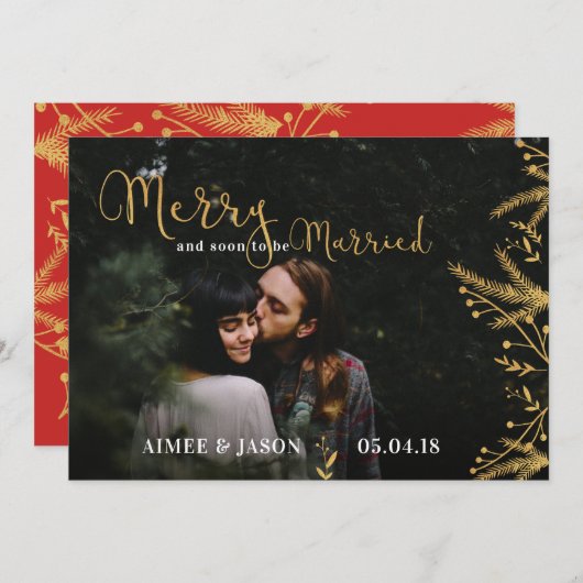 Merry Soon to be Married Christmas Bewaar de datum Save The Date (Voorkant / Achterkant)