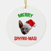 Merry Sphynx-Mas Funny Kerstsphynx Cat Lover Keramisch Ornament (Voorkant)