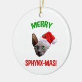 Merry Sphynx-Mas Funny Kerstsphynx Cat Lover Keramisch Ornament (Links)