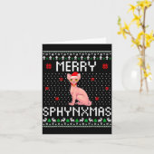 Merry Sphynxmas Sphynx Cat Lover Christmas Ugly Me Kaart (Gele Bloem)