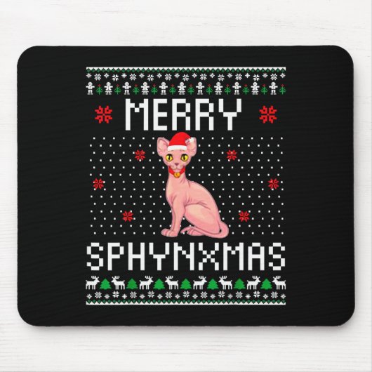 Merry Sphynxmas Sphynx Cat Lover Christmas Ugly Me Muismat (Voorkant)