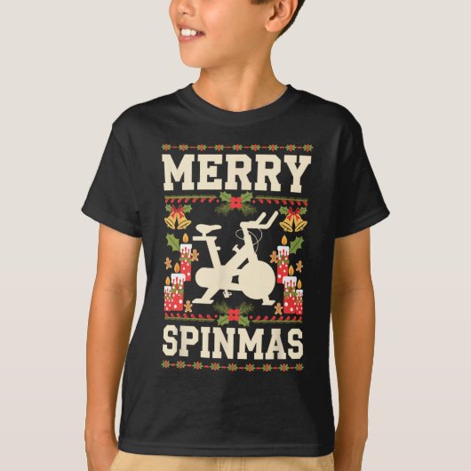 Merry Spinmas Spin-bike Lelijk Kerstfeest T-shirt (Voorkant)