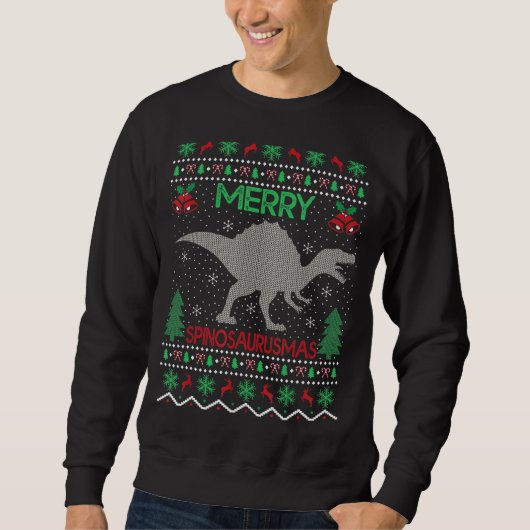 Merry Spinosaurus Xmas Ugly Spinosaurus kerst Trui (Voorkant)