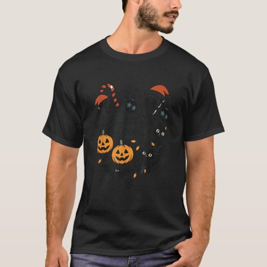 Merry Spooky Halloween Christmas Cute Cats Pumpkin T-shirt (Voorkant)