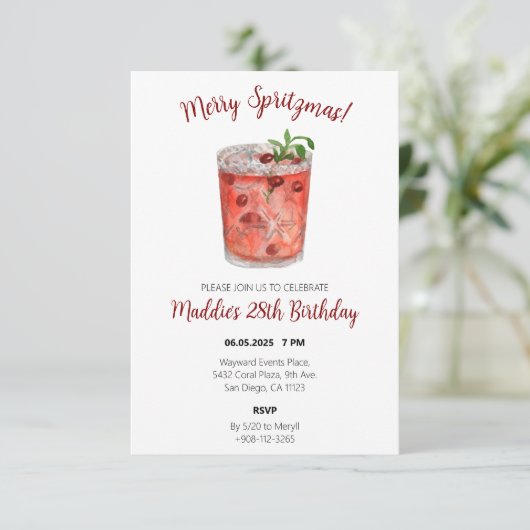 Merry Spritzmas Kerstfeest Uitnodigen Bedankkaart (Staand voorkant)