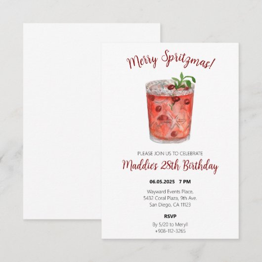 Merry Spritzmas Kerstfeest Uitnodigen Bedankkaart (Voorkant / Achterkant)