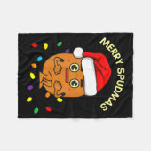 Merry Spudmas Funny Tato Santa Holiday Lights Chri Fleece Deken (Voorkant (Horizontaal))
