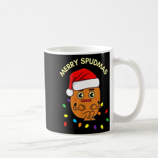 Merry Spudmas Funny Tato Santa Holiday Lights Chri Koffiemok (Rechts)