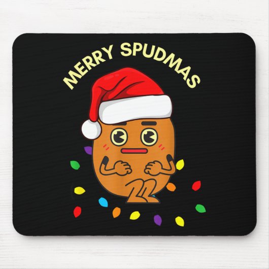 Merry Spudmas Funny Tato Santa Holiday Lights Chri Muismat (Voorkant)