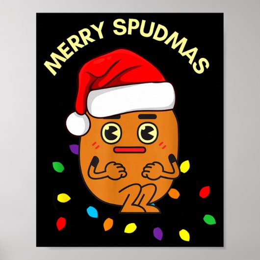 Merry Spudmas Funny Tato Santa Holiday Lights Chri Poster (Voorkant)