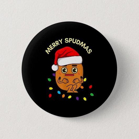 Merry Spudmas Funny Tato Santa Holiday Lights Chri Ronde Button 5,7 Cm (Voorkant)