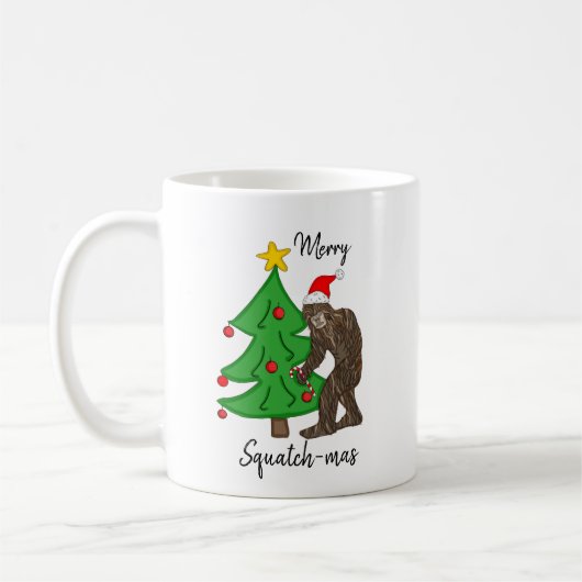 Merry Squatch-mas Bigfoot Kerstmis Humor Koffiemok (Links)