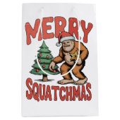 Merry Squatchmas Bigfoot Sasquatch Kerstboom Medium Cadeauzakje (Voorkant)