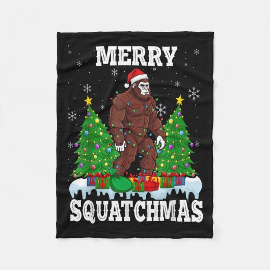 Merry Squatchmas Christmas Tree Santa Bigfoot Sasq Fleece Deken (Voorkant)