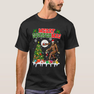 Merry Squatchmas Kerstboom Santa Bigfoot Sasq T-shirt