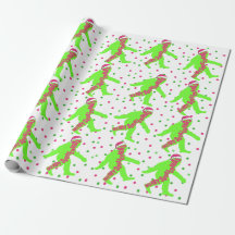 Merry Squatchmas Roze en Green Wrapping Paper