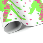 Merry Squatchmas Roze en Green Wrapping Paper Cadeaupapier (Rol Hoek)