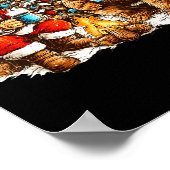 Merry Squatchmas Santa Bigfoot Campfire Mens Boys  Poster (Hoek)