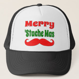 Merry Stache Mas Funny Shirt voor Kerstmis Trucker Pet