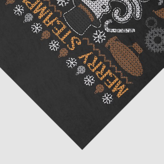 Merry Steampunk Kerstmis Octopus Hat Gears Tissuepapier (Detail)