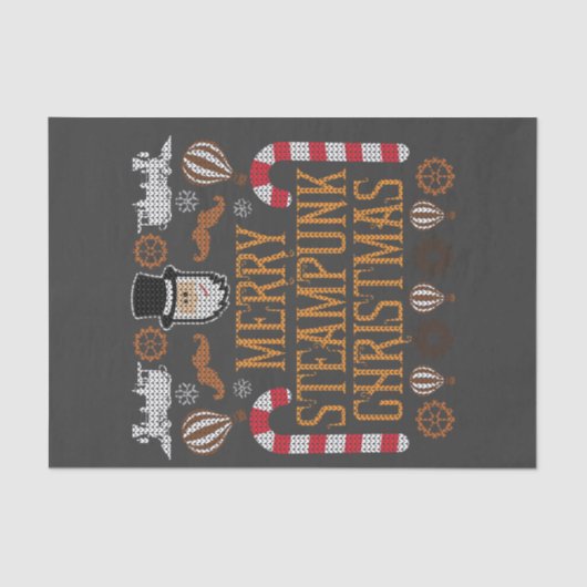 Merry Steampunk Kerstmis Ugly Xmas Tissuepapier (Voorkant)