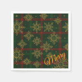 Merry Steampunk Sneeuwvlok Rood en Groen Tartan Servet (Voorkant)