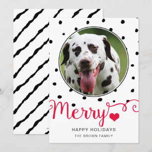 Merry Stippen Stripes Typography Photo Holiday Car Kaart