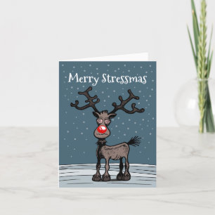 Merry Stressmas met Rudolph-kerstkaart Feestdagen Kaart
