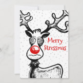 Merry Stressmas met Rudolph-kerstkaart Feestdagenkaart (Voorkant)