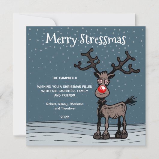 Merry Stressmas met Rudolph-kerstkaart Feestdagenkaart (Voorkant)
