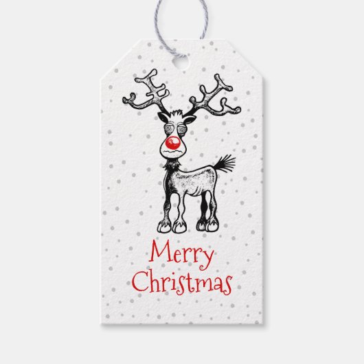 Merry Stressmas met Rudolph op een Gift Label Cadeaulabel (Voorkant)