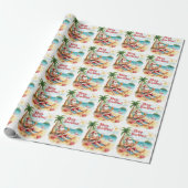 Merry Summer Holiday Santa at the beach  Cadeaupapier (Uitgerold)