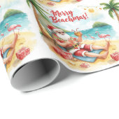 Merry Summer Holiday Santa at the beach  Cadeaupapier (Rol Hoek)