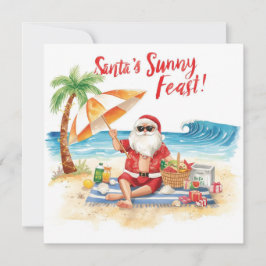 Merry Summer Holiday Santa at the beach  Feestdagenkaart