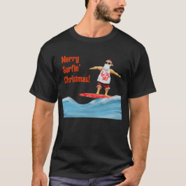 Merry Surfin' Christmas Santa op Surfboard T-shirt