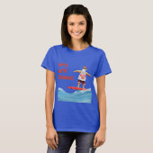Merry Surfin' Christmas Santa op Surfboard T-shirt (Voorkant volledig)