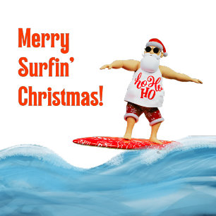 Merry Surfin' Christmas Santa op Surfboard Zandsteen Onderzetter