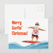 Merry Surfin' Christmas Santa op surfplank Briefkaart (Voorkant / Achterkant)