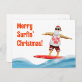 Merry Surfin' Christmas Santa op surfplank Briefkaart (Voorkant / Achterkant)