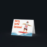 Merry Surfin' Christmas Santa op surfplank Kaart<br><div class="desc">Het strand Kerstmis strand vibe met de Kerstman rijden de golven. Breng Kerstmis door op het strand,  je zult het niet vergeten.</div>