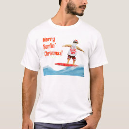 Merry Surfin' Christmas Santa op surfplank T-shirt