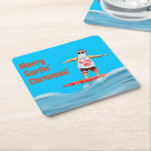 Merry Surfin' Kerstman op Surfboard Gooi P Kartonnen Onderzetters (Schuin)